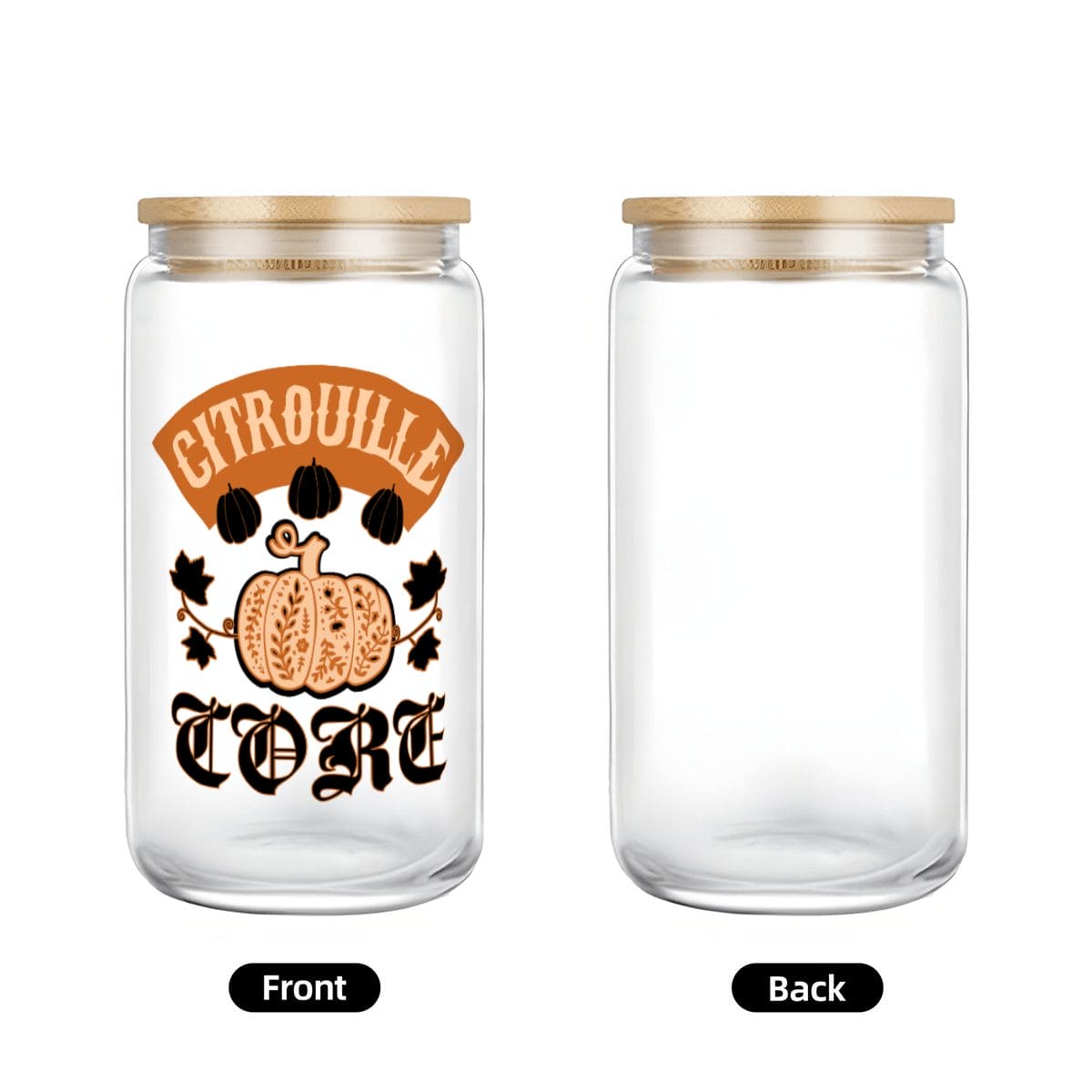 Citrouille Core Glass Tumbler with Straw & Bamboo Lid  (16oz)