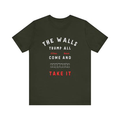 The walls trump all ᚾ THE OFFBEAT RUNARS CO. Unisex Jersey Short Sleeve Tee