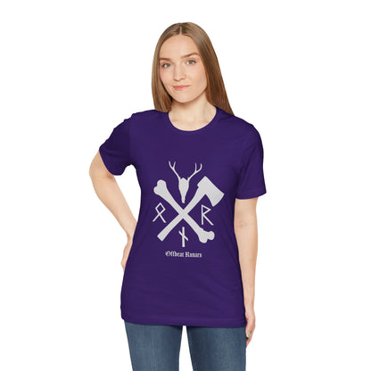 Crossed bone and axe Runes ᚾ THE OFFBEAT RUNARS CO. Unisex Jersey Short Sleeve Tee