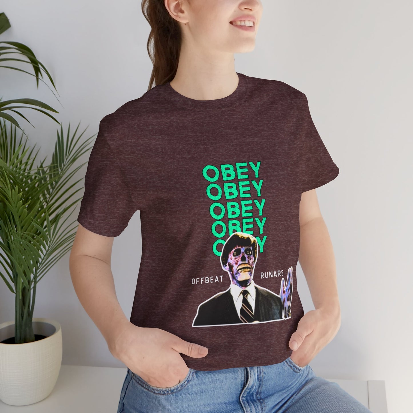 They live Obey ᚾ THE OFFBEAT RUNARS CO. Unisex Jersey Short Sleeve Tee