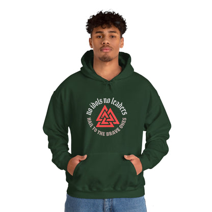 Hail to the brave ones Valknut ᚾ THE OFFBEAT RUNARS CO. Unisex Heavy Blend™ Hooded Sweatshirt