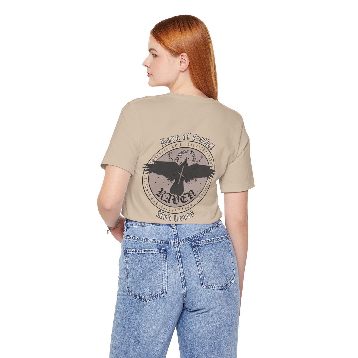 Born of Feather and Bones Raven ᚾ THE OFFBEAT RUNARS CO. Unisex Jersey Short Sleeve Tee