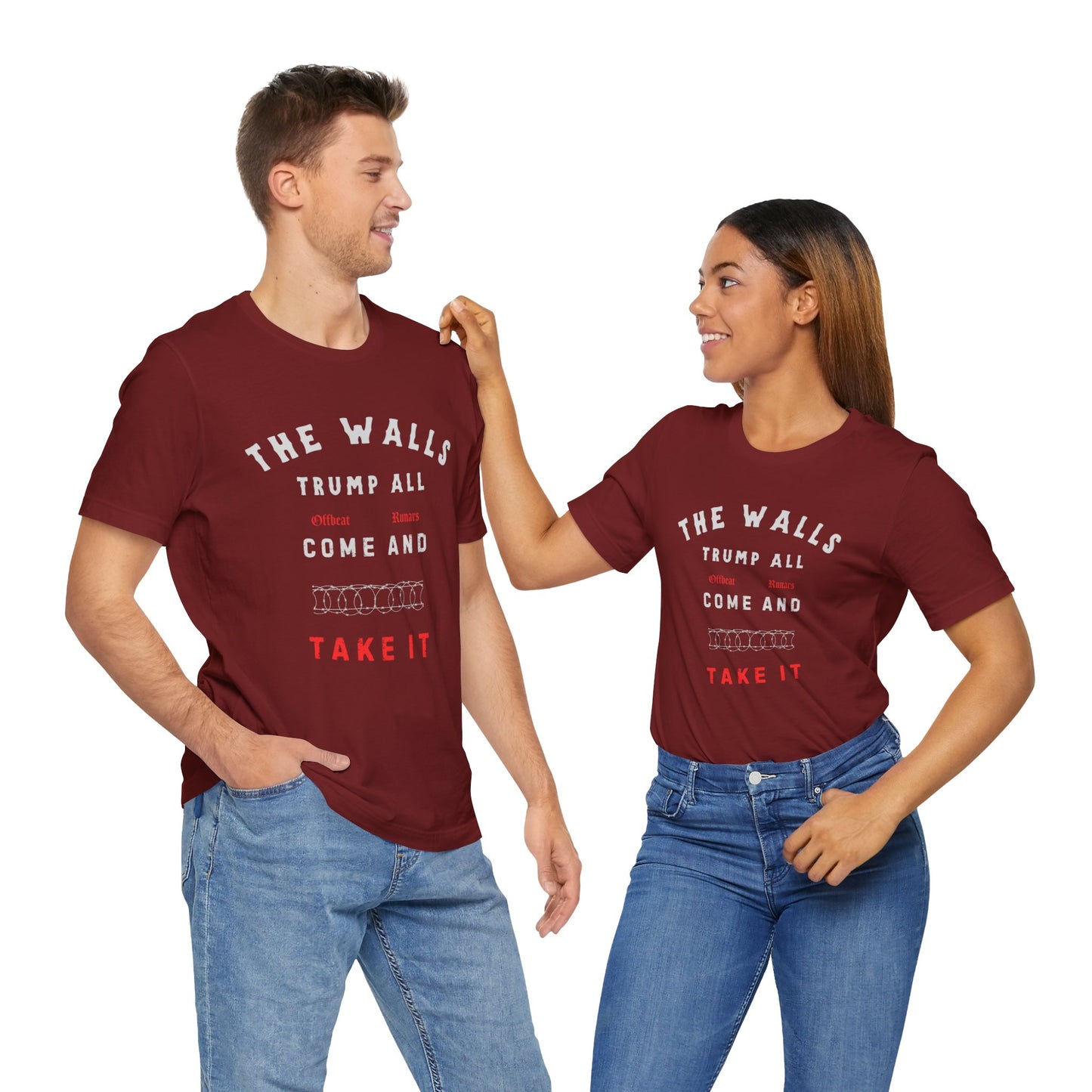 The walls trump all ᚾ THE OFFBEAT RUNARS CO. Unisex Jersey Short Sleeve Tee