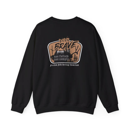 Born Brave Original ᚾ THE OFFBEAT RUNARS CO. Sweat-shirt unisexe à col rond Heavy Blend™