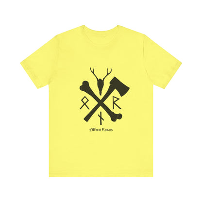 Crossed bone and axe Runes ᚾ THE OFFBEAT RUNARS CO. Unisex Jersey Short Sleeve Tee