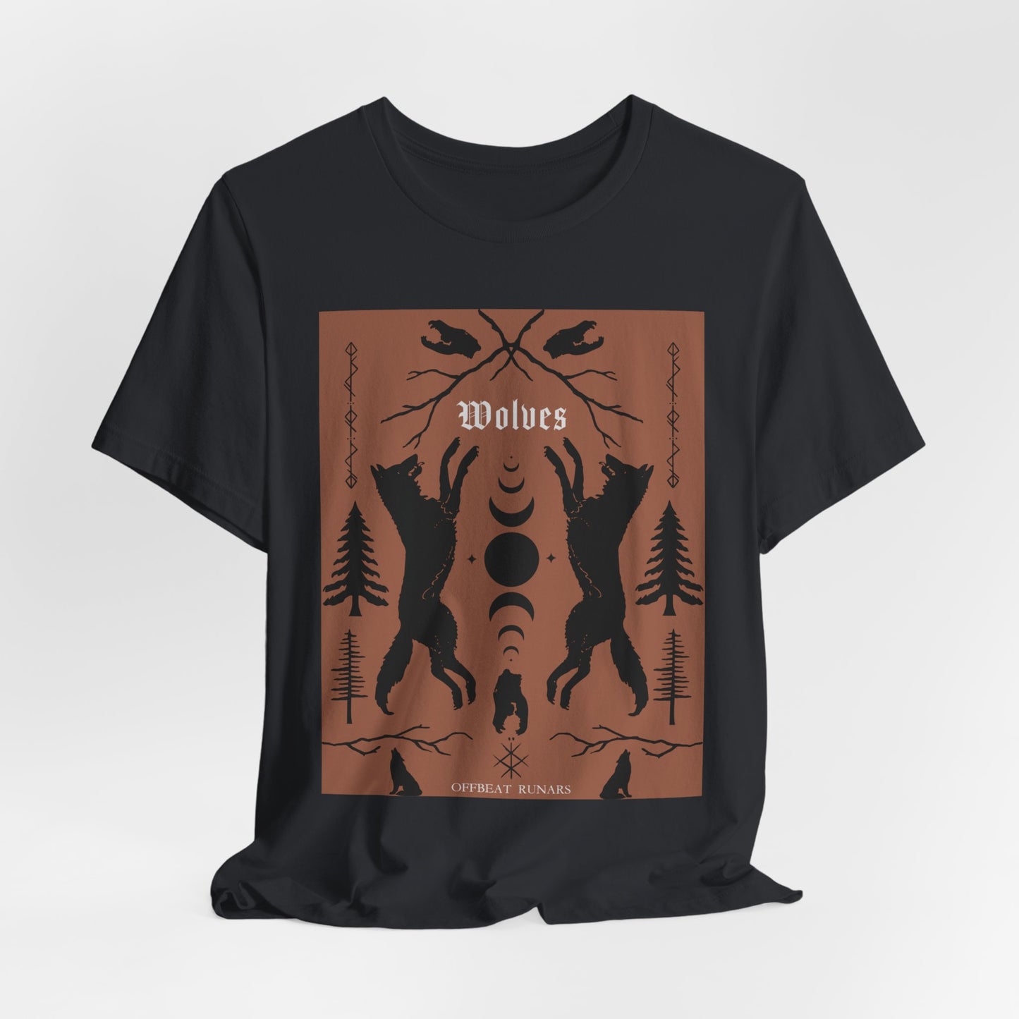 Wolves linocut ᚾ THE OFFBEAT RUNARS CO. Unisex Jersey Short Sleeve Tee