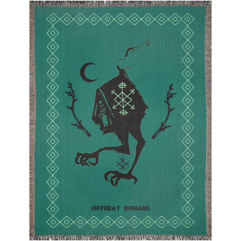 Baba Yaga Hut On Chicken Legs  Green Woven Blankets