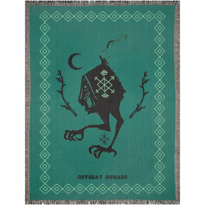 Baba Yaga Hut On Chicken Legs  Green Woven Blankets