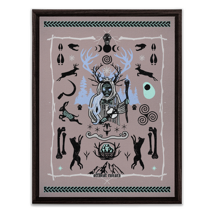 Cailleach Winter Crone Goddess Framed Canvas Wraps Black | Dark Walnut