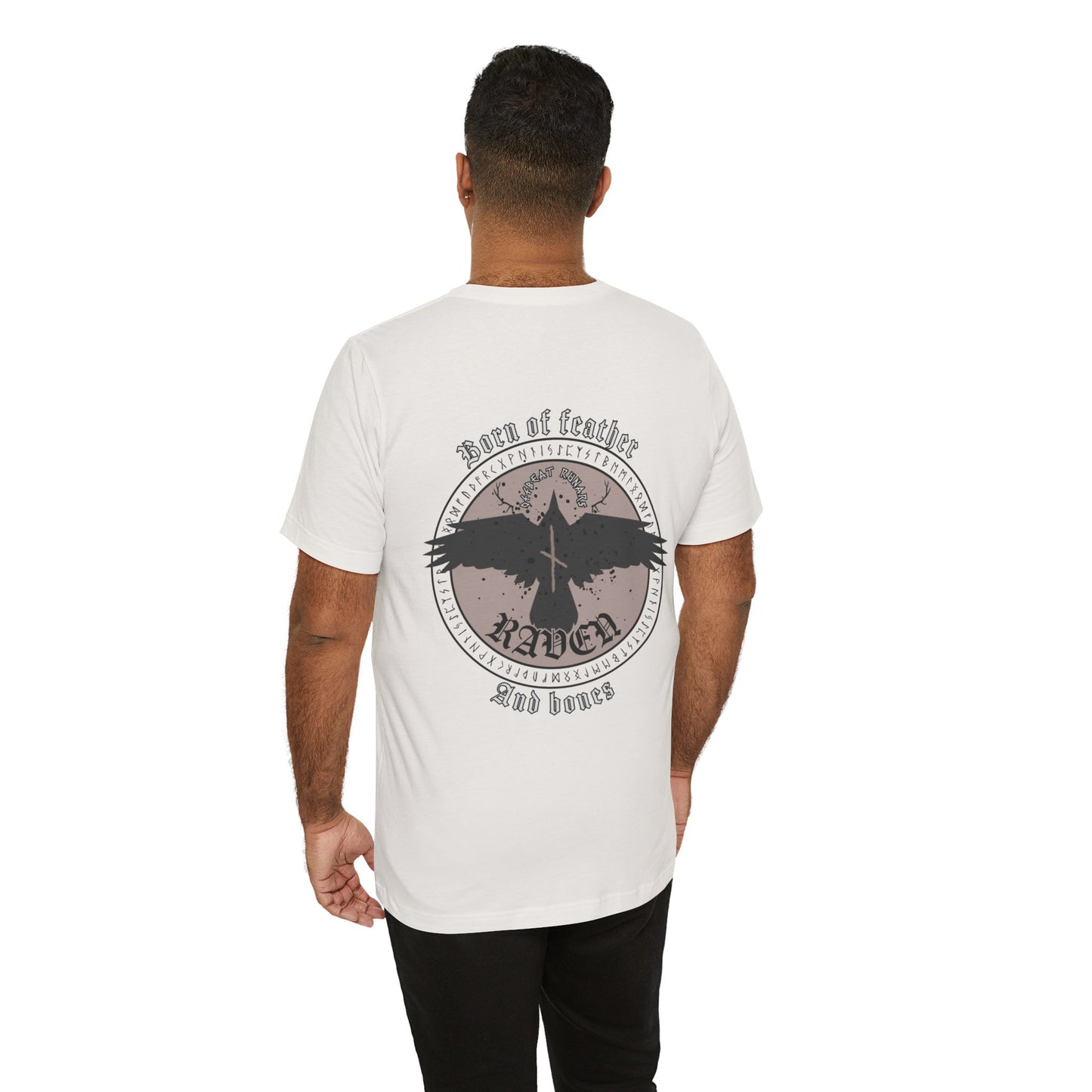 Born of Feather and Bones Raven ᚾ THE OFFBEAT RUNARS CO. Unisex Jersey Short Sleeve Tee