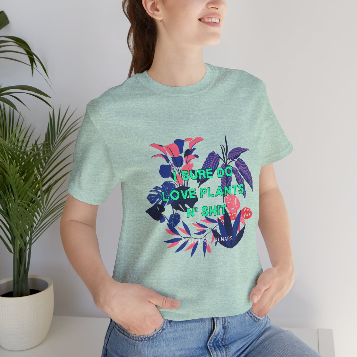 Sure I do love plants n' sh*t ᚾ THE OFFBEAT RUNARS CO. Unisex Jersey Short Sleeve Tee