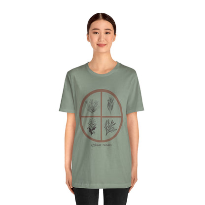 4 directions Sweetgrass Tobacco Sage Cedar ᚾ THE OFFBEAT RUNARS CO. Unisex Jersey Short Sleeve Tee