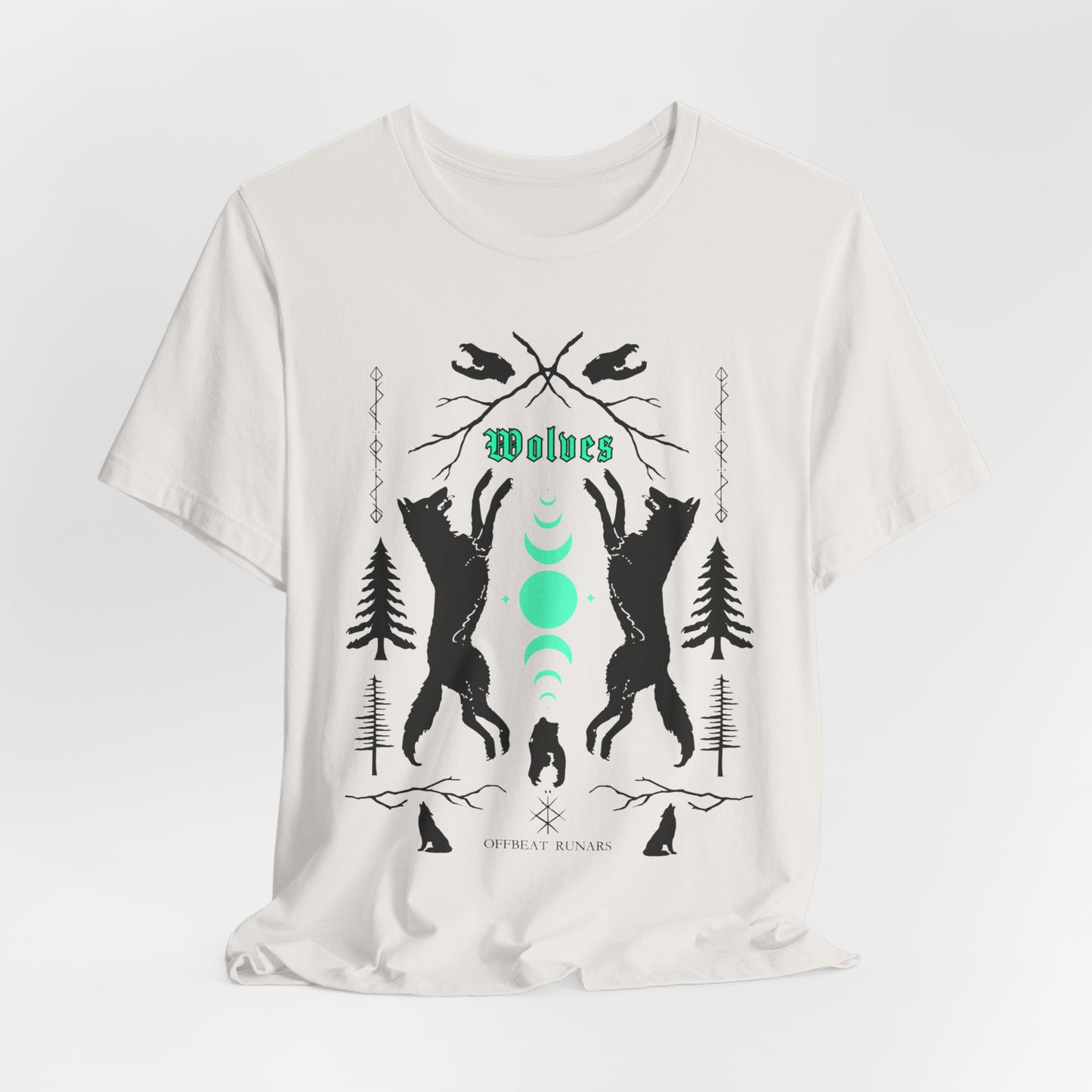 Wolves linocut ᚾ THE OFFBEAT RUNARS CO. Unisex Jersey Short Sleeve Tee