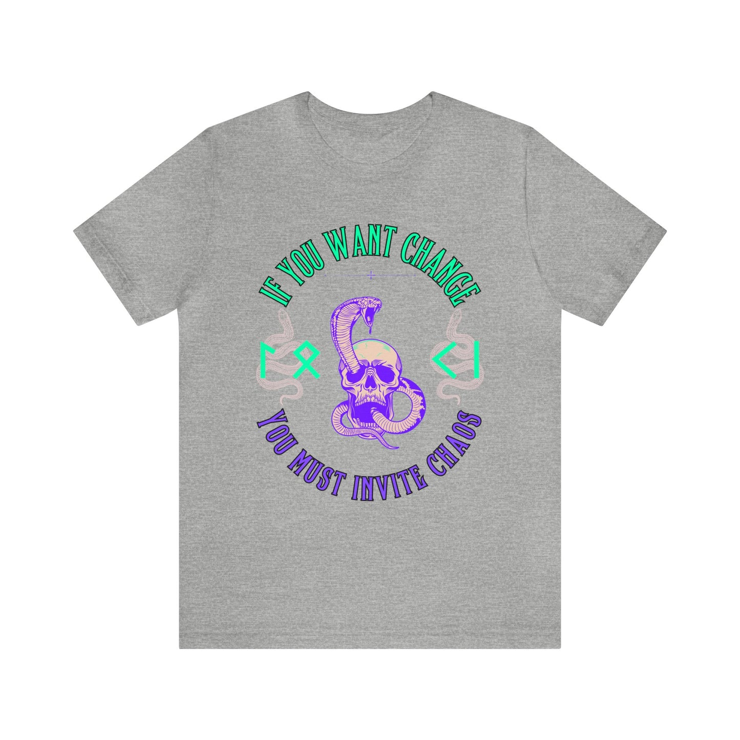 Si quieres un cambio, debes invitar al caos Purple Mint ᚾ THE OFFBEAT RUNARS CO. Camiseta de manga corta unisex Jersey