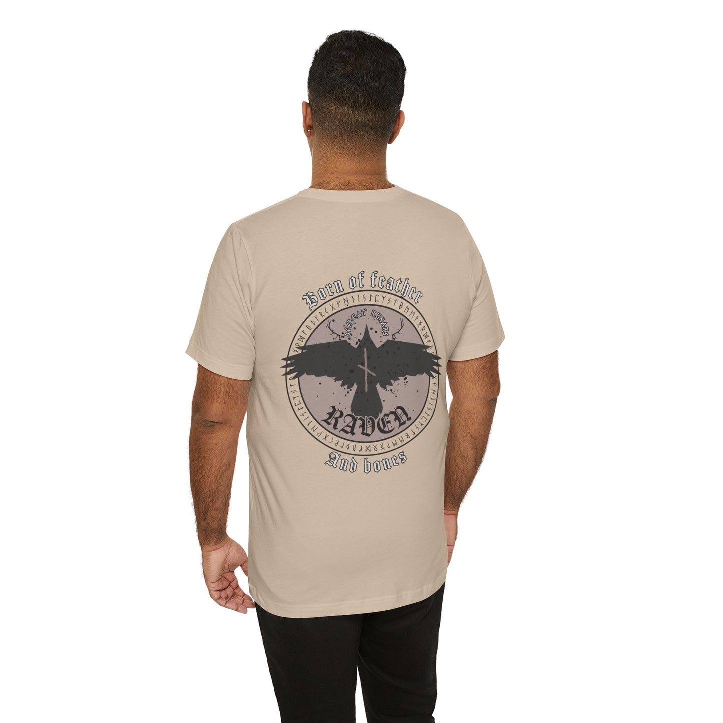 Born of Feather and Bones Raven ᚾ THE OFFBEAT RUNARS CO. Unisex Jersey Short Sleeve Tee