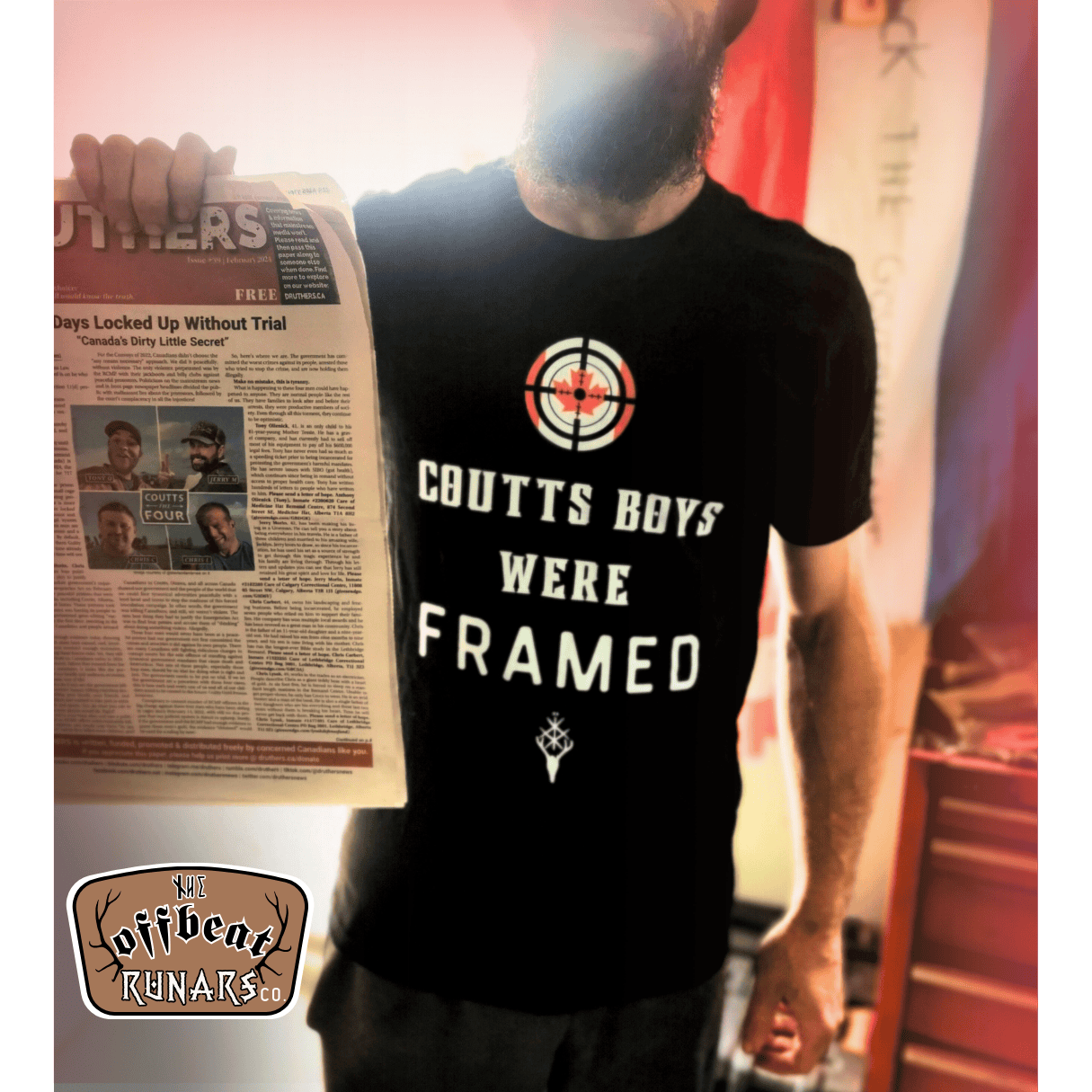 Coutts boys were framed ᚾ Freedom Convoy ᚾ THE OFFBEAT RUNARS CO. ᚾ Unisex Short Sleeve Tee