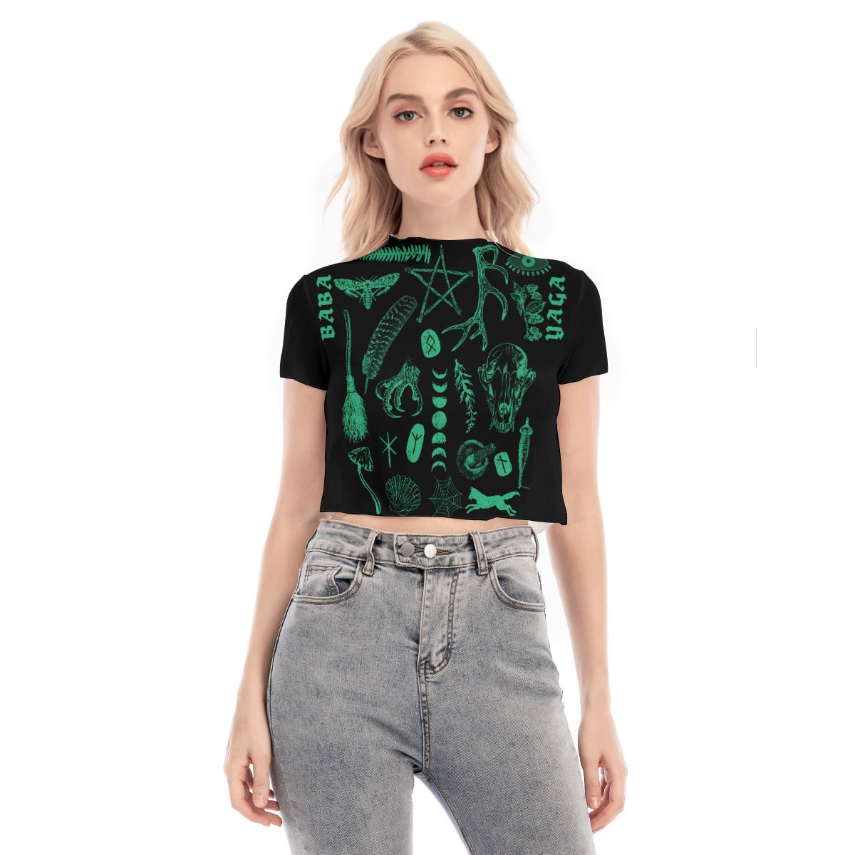 Baba Yaga's Wildcraft Women's Short Sleeves Mesh Crop Top the offbeat runars