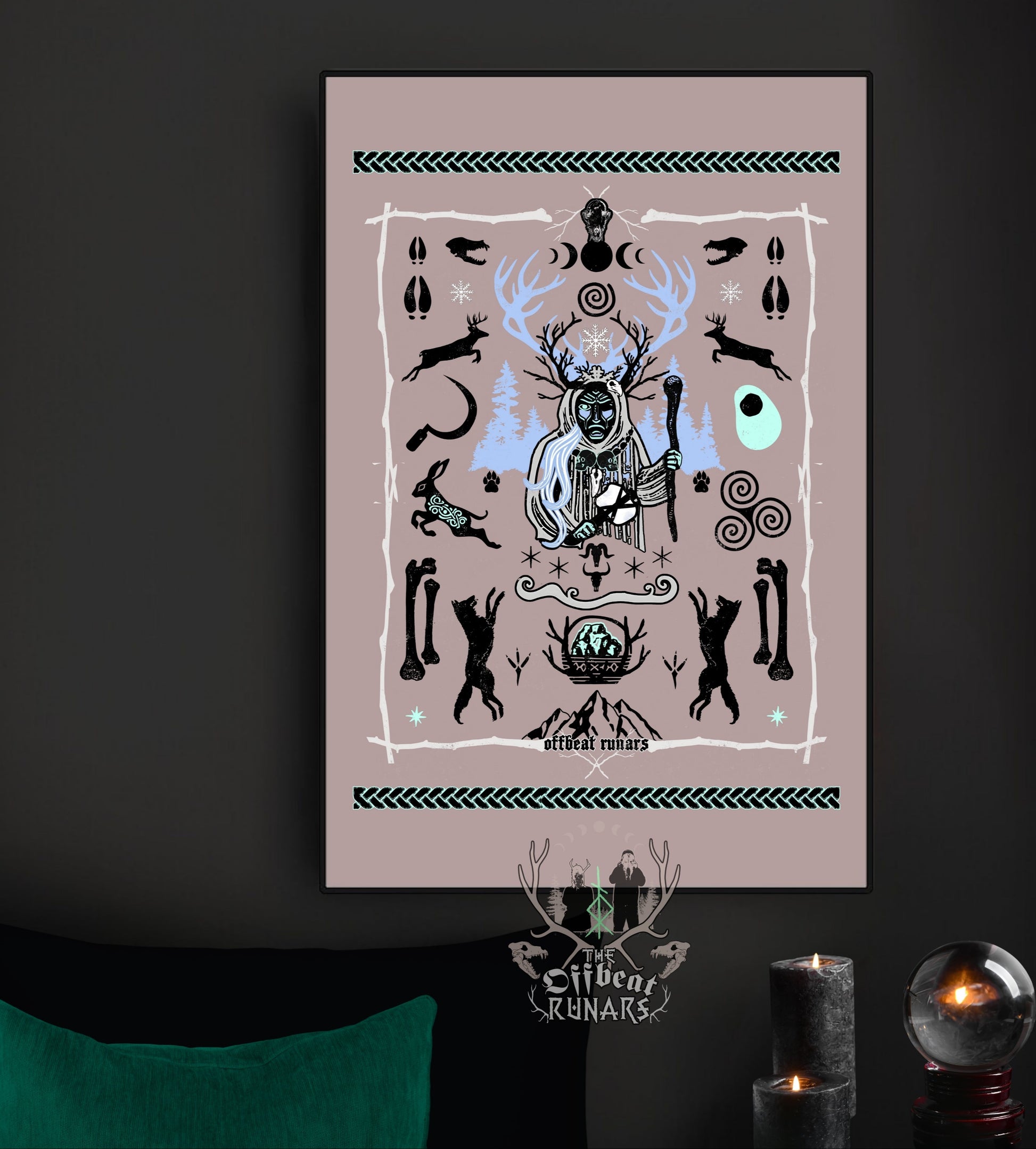Cailleach Winter Crone Goddess Black Frame Mural the offbeat runars