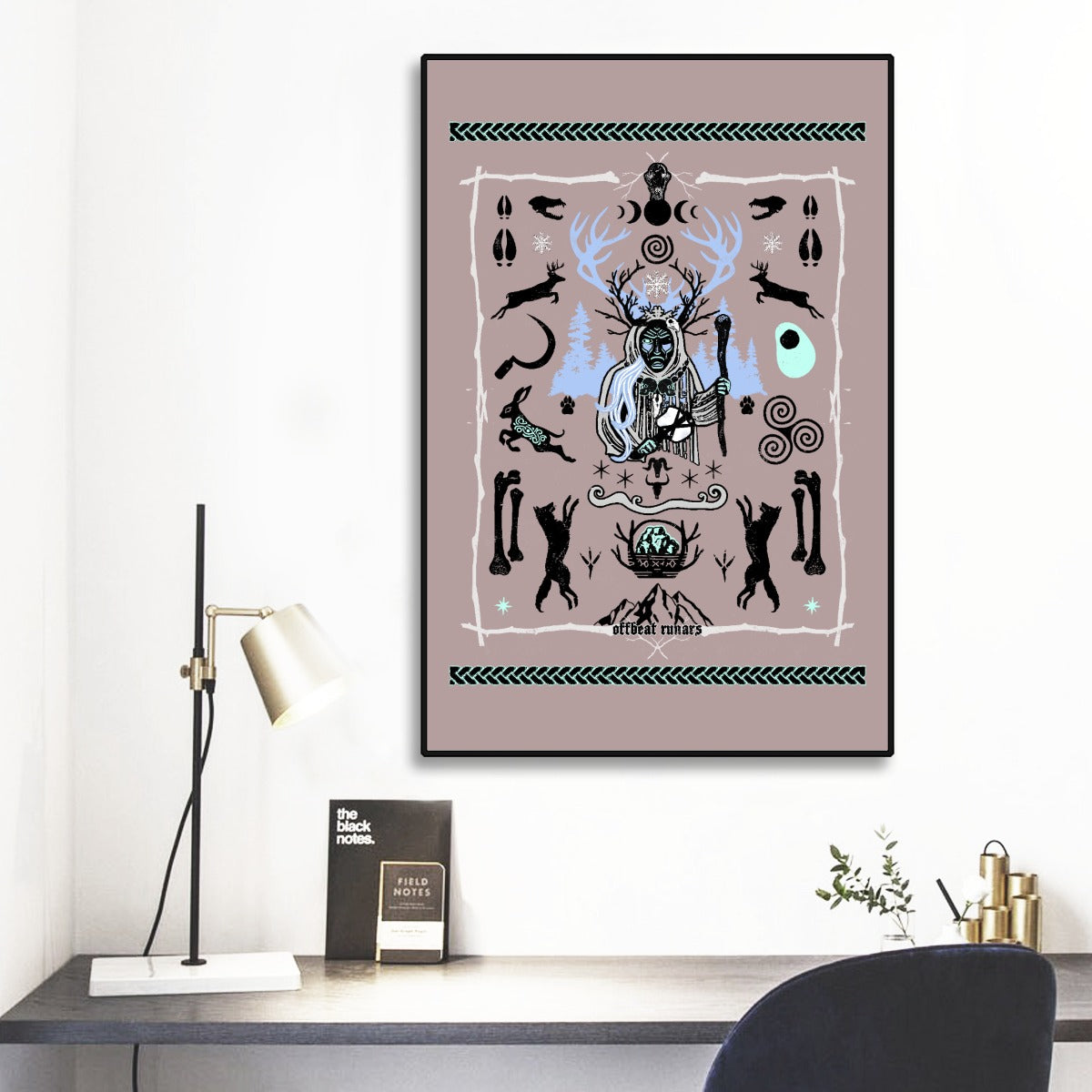 Cailleach Winter Crone Goddess Black Frame Mural the offbeat runars 