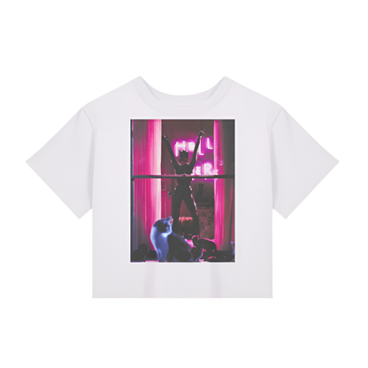 Catwoman Hell Here Baby Tee Front The Offbeat Runars White