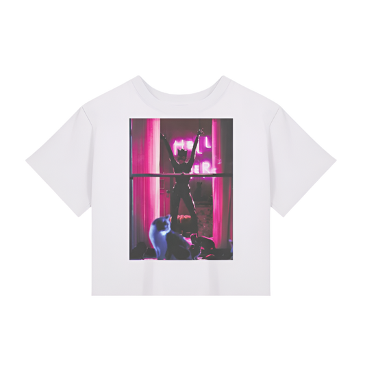 Catwoman Hell Here Baby Tee Front The Offbeat Runars White