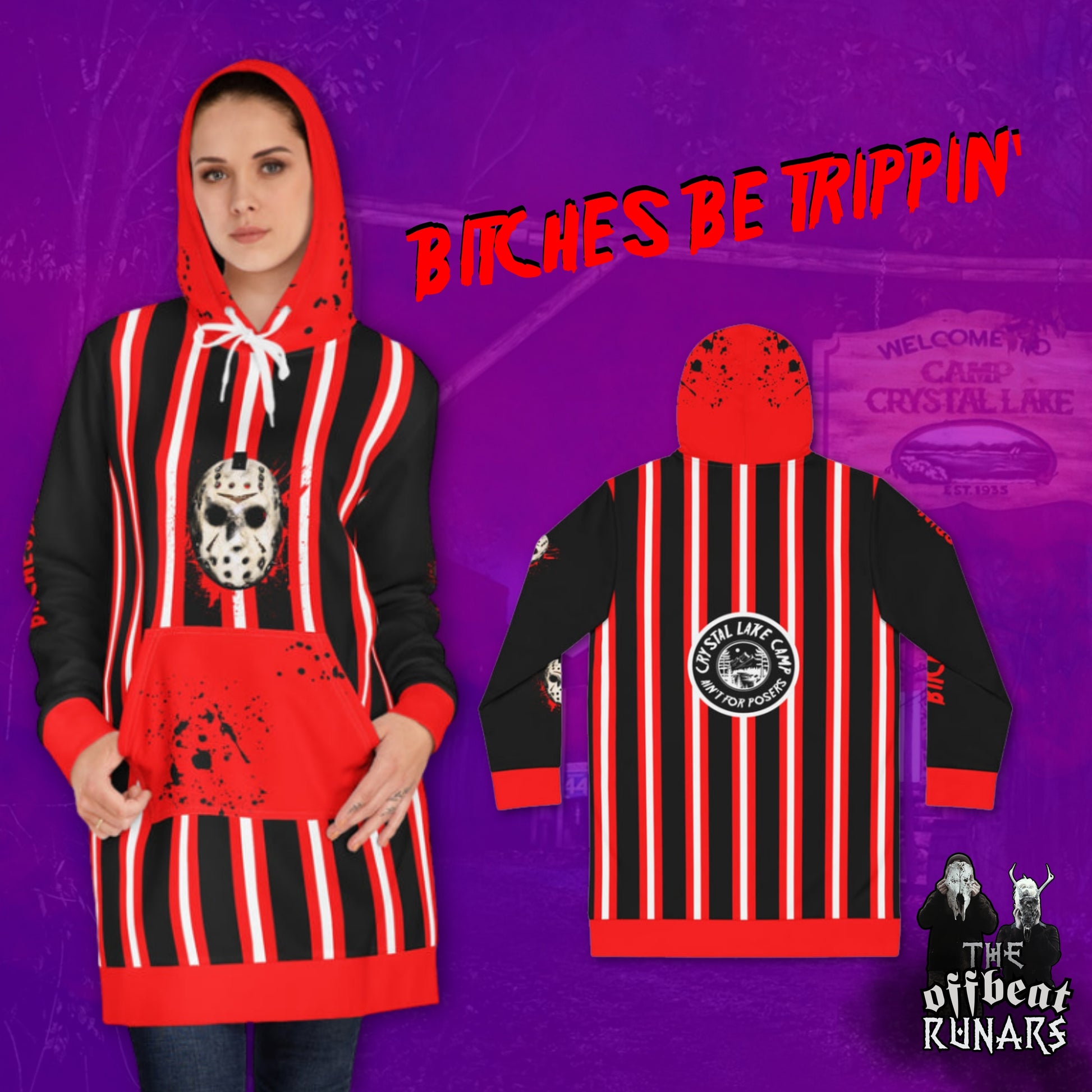 Crystal Lake Camp ain't for posers Hoodie Dress  front and back The Offbeat Runars