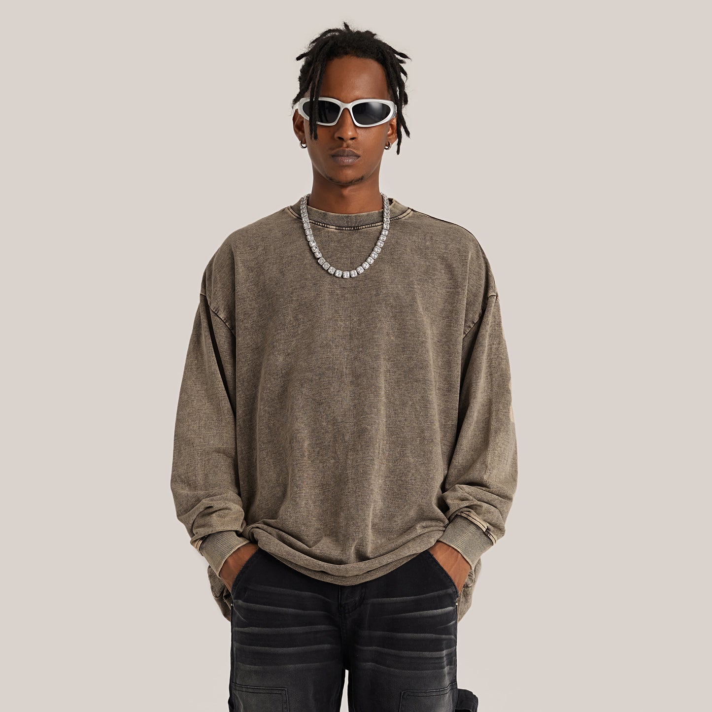 'Til the grind's tamed Vintage style Raw Hem Long Sleeves Sweater