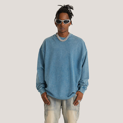 Nothing like the crowd Raw Hem Long Sleeves Washed Vintage Sweatshirt