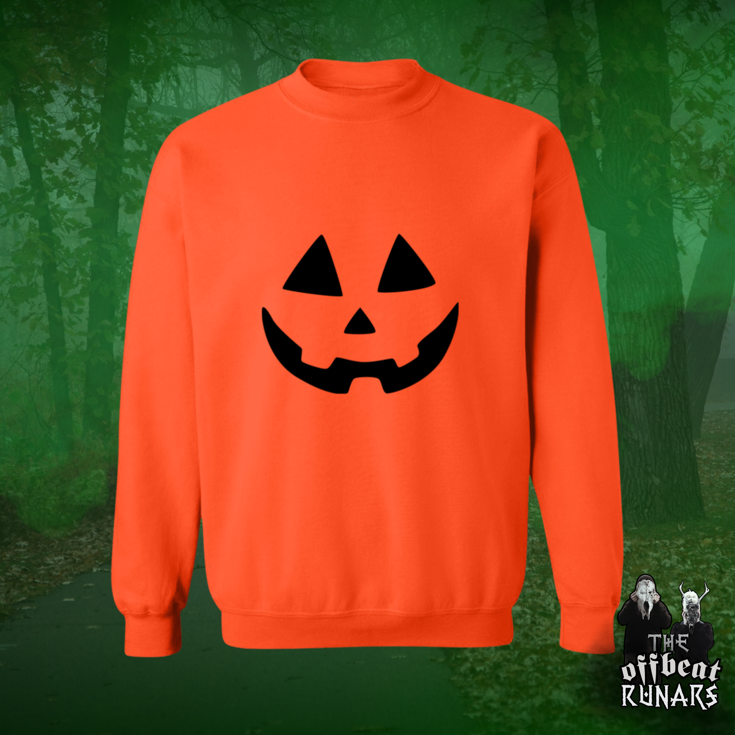 Pumpkin Crewneck Pullover Sweatshirt Front The Offbeat Runars