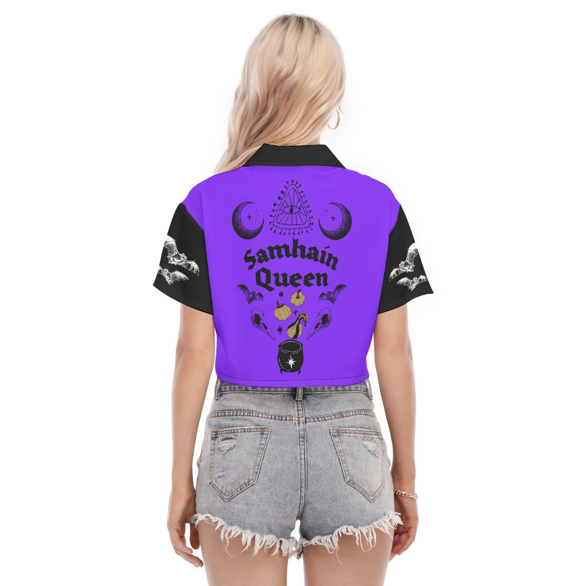 Samhain Queen Purple Women's Cropped Shirt Back The Offbeat Runars