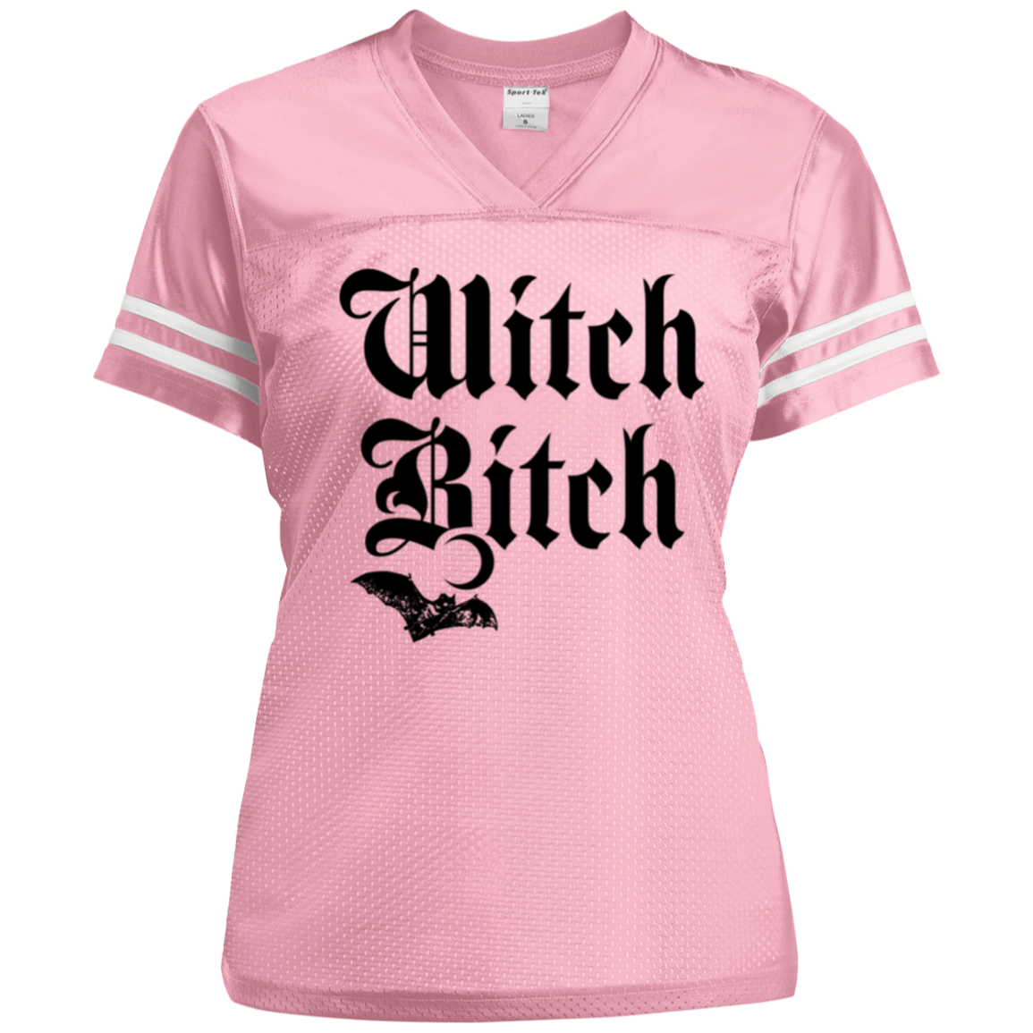 Witch Bitch Ladies' Replica Jersey Pink front side The Offbeat Runars