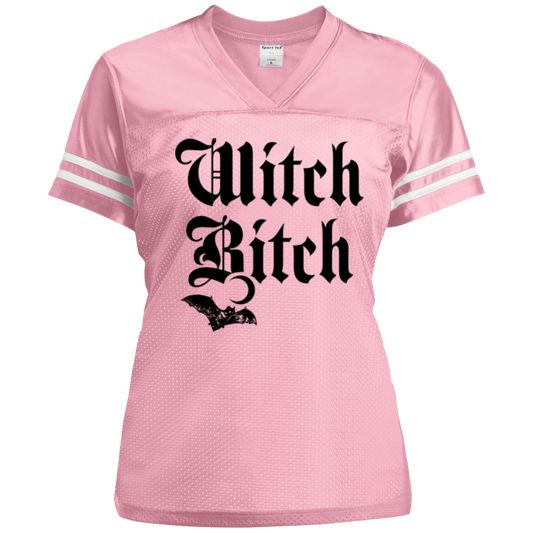 Witch Bitch Ladies' Replica Jersey Pink front side The Offbeat Runars