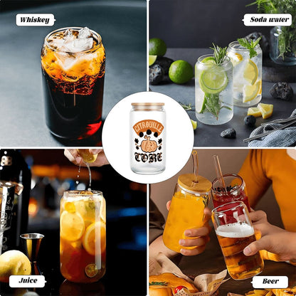 Citrouille Core Glass Tumbler with Straw & Bamboo Lid  (16oz)