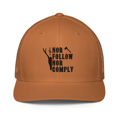 Nor follow nor comply Closed-back trucker cap