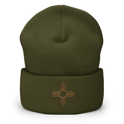 Native Sun Symbol Cuffed Beanie