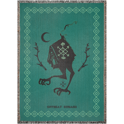 Baba Yaga Hut On Chicken Legs  Green Woven Blankets