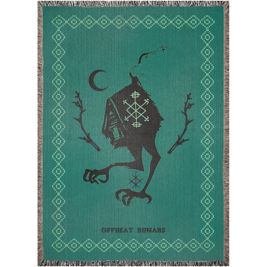 Baba Yaga Hut On Chicken Legs  Green Woven Blankets