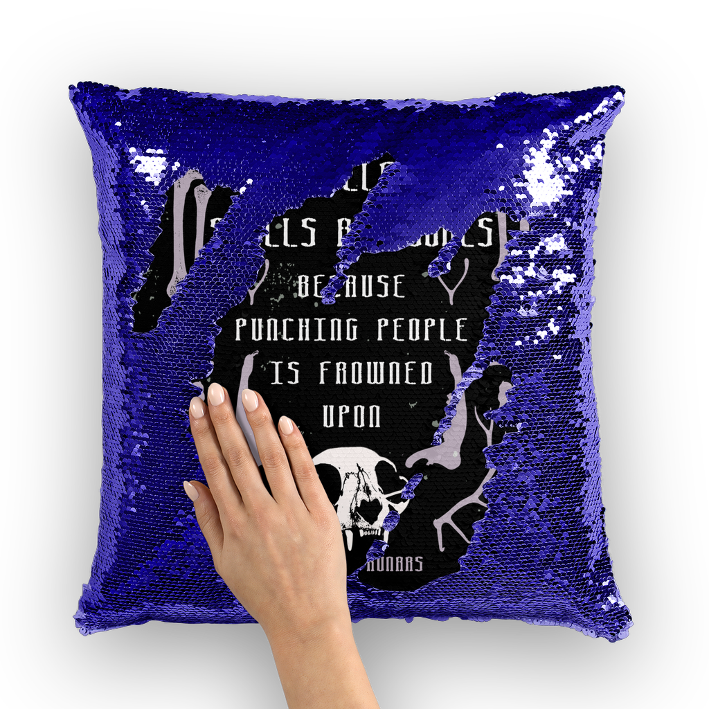 I collect skulls and bone Sequin Cushion Cover