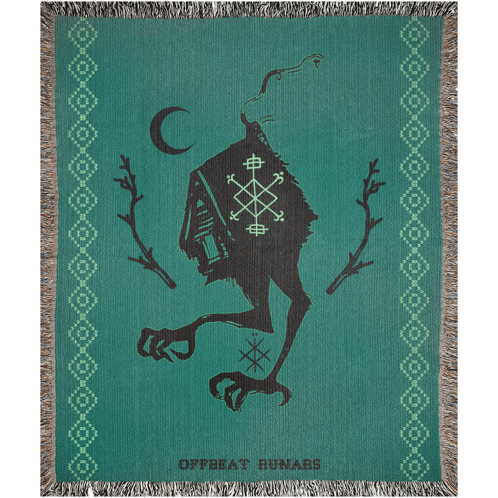 Baba Yaga Hut On Chicken Legs  Green Woven Blankets