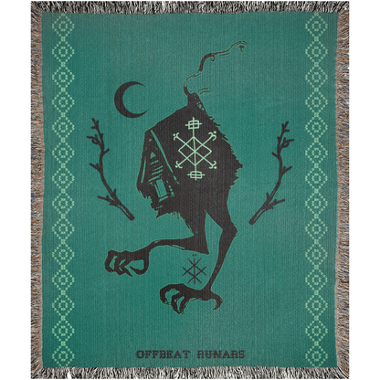 Baba Yaga Hut On Chicken Legs  Green Woven Blankets