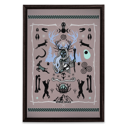 Cailleach Winter Crone Goddess Framed Canvas Wraps Black | Dark Walnut