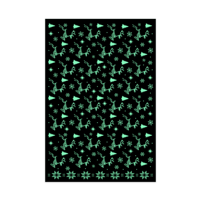 Reindeer Skeletons Starry Night Wrapping Paper