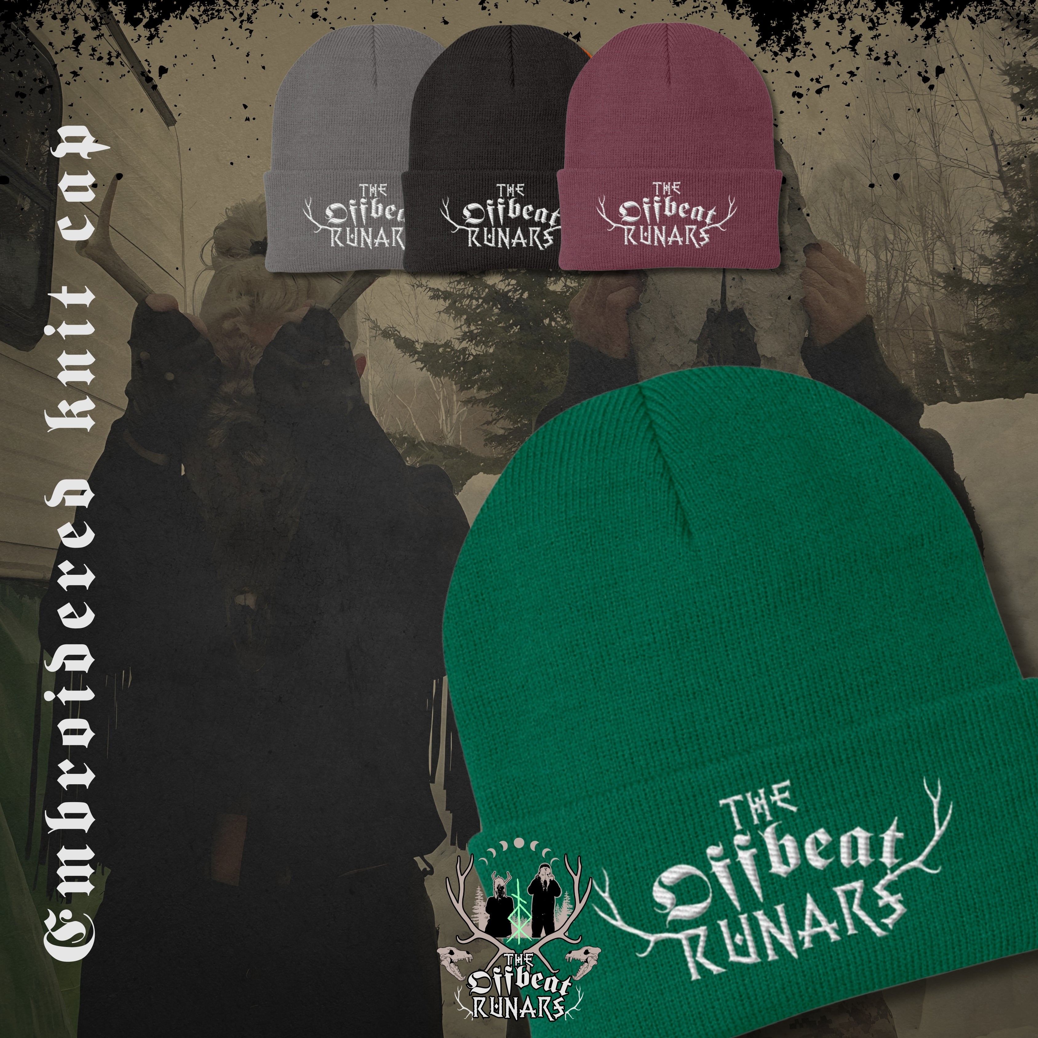 The Offbeat Runars White Embroidered Knit Cap – La Völva Creations