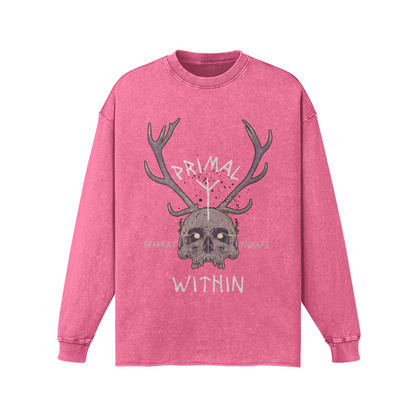 Primal within Raw hem faded long sleeve sweatshirt