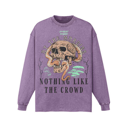 Nothing like the crowd Raw Hem Long Sleeves Washed Vintage Sweatshirt