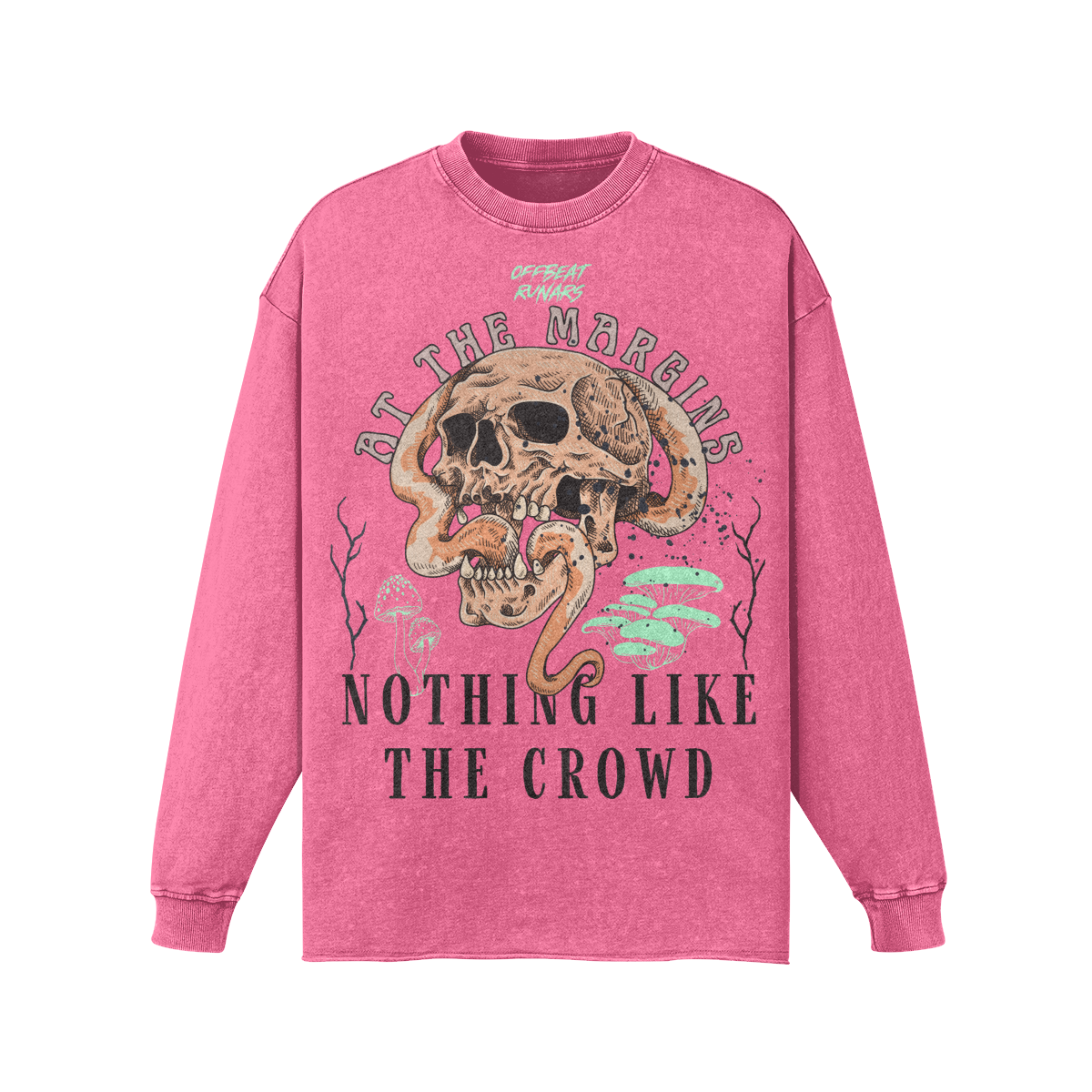 Nothing like the crowd Raw Hem Long Sleeves Washed Vintage Sweatshirt