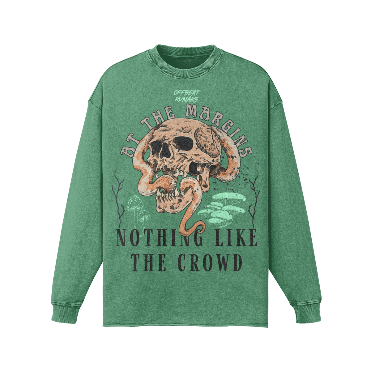 Nothing like the crowd Raw Hem Long Sleeves Washed Vintage Sweatshirt