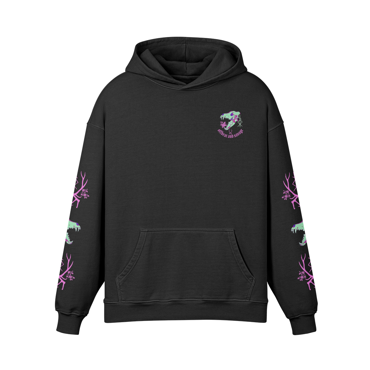 Feral Bastard Pink Unisex Super Heavyweight Oversized Retro Hoodie