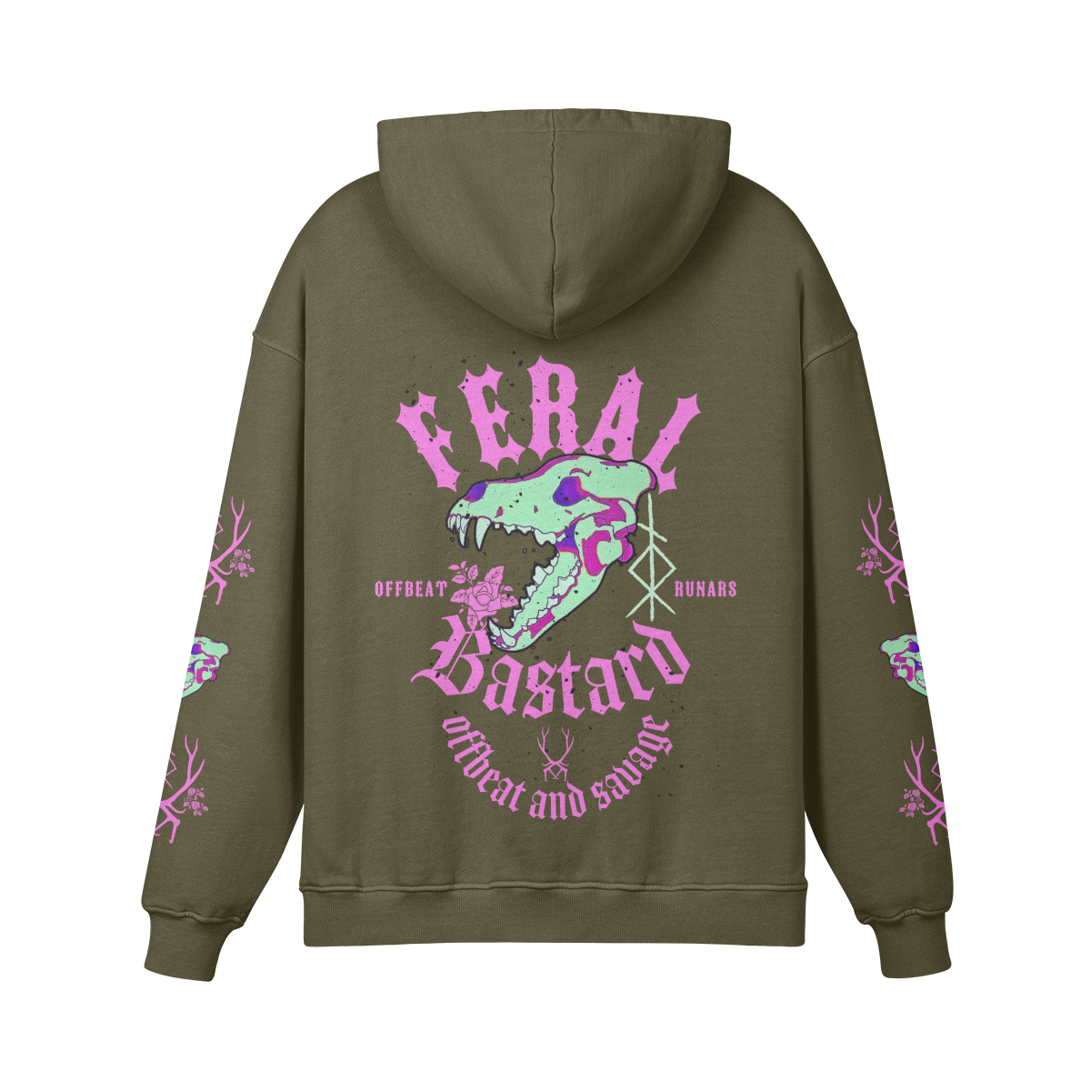 Feral Bastard Rose Unisexe Super Heavyweight Sweat à capuche rétro surdimensionné