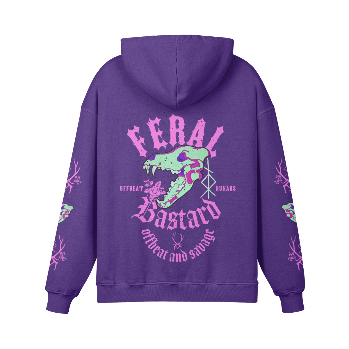 Feral Bastard Pink Unisex Super Heavyweight Oversized Retro Hoodie